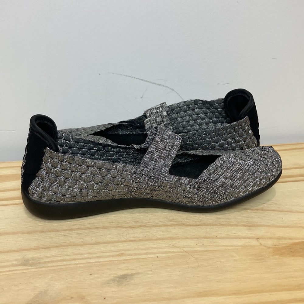 STEVEN by STEVE MADDEN| Criss Pewter Metallic Woven Slip On Flats Women's - Picture 5 of 6